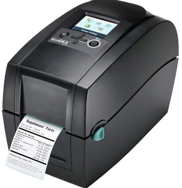Etiķešu printeris Godex RT200i 203dpi/termotransfērs/USB/RS232/Ethernet 10/100/LCD