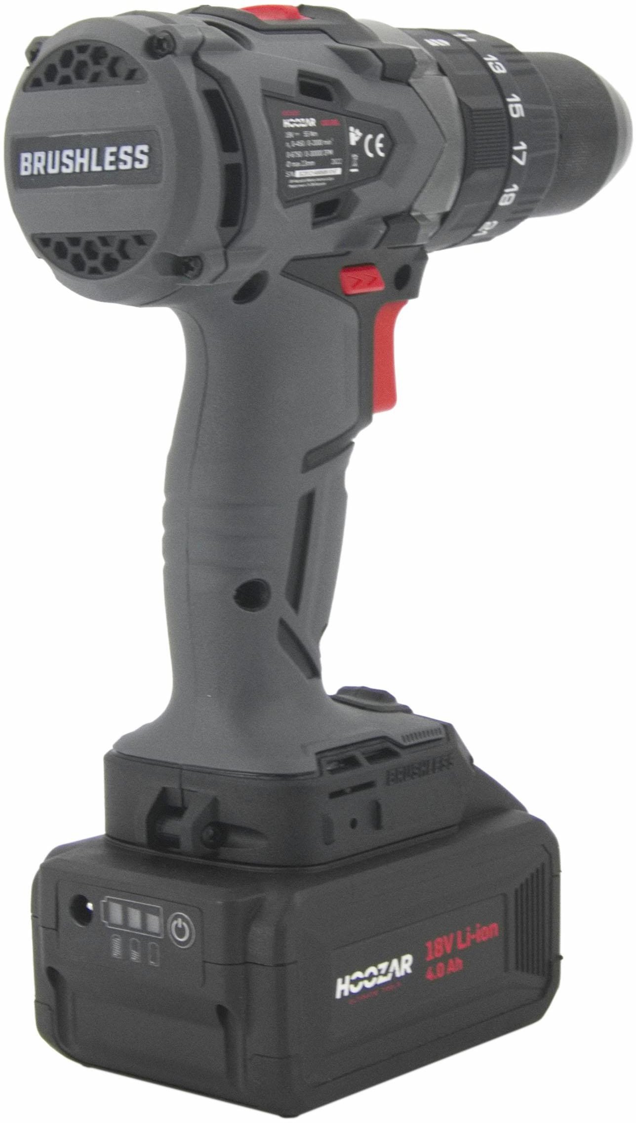 HOOZAR bezsuku triecienurbjmašīna 18V 2x4.0Ah