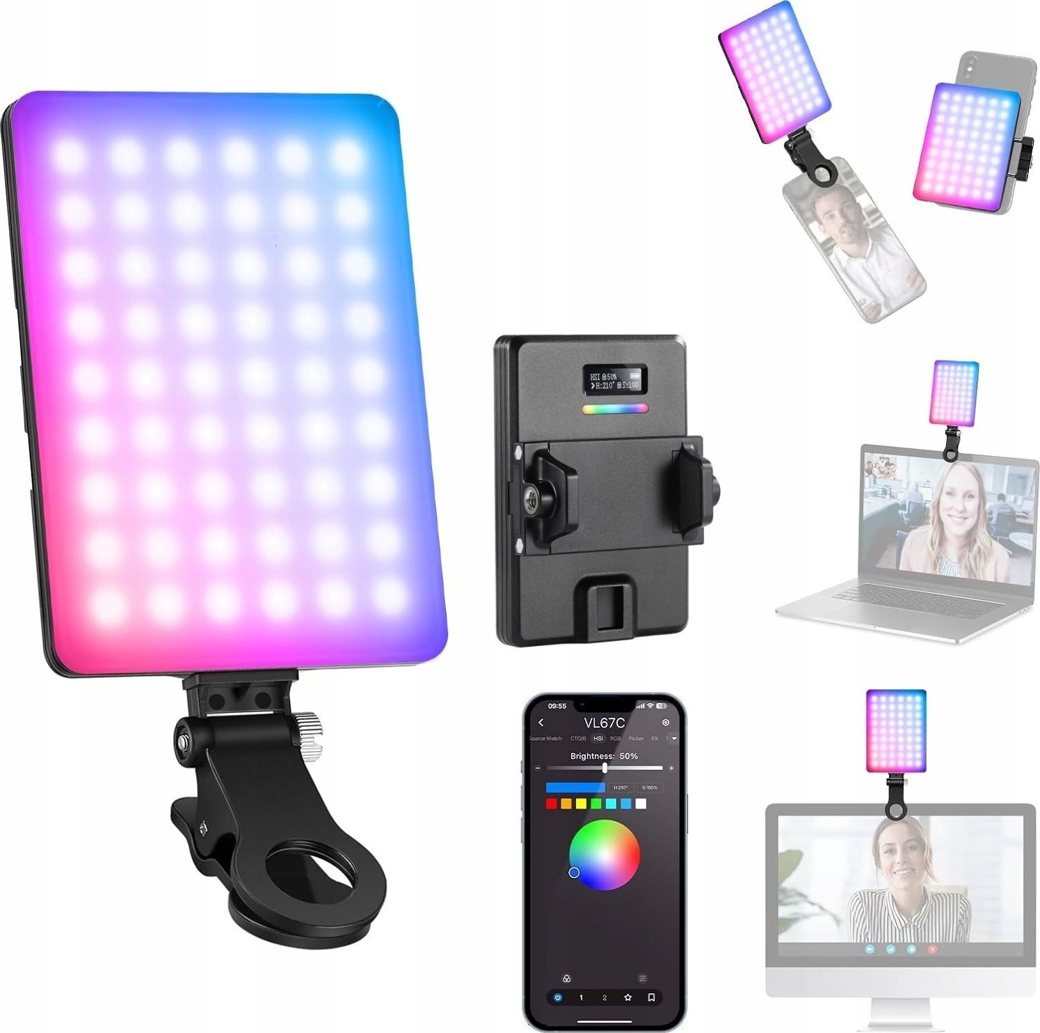 LED lampa RGB 5W Selfie Vlog