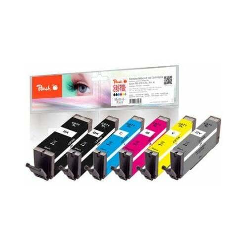 Peach Canon PGI-570XL/ CLI-571XL Multi-6-komplektu pārstrādātas
