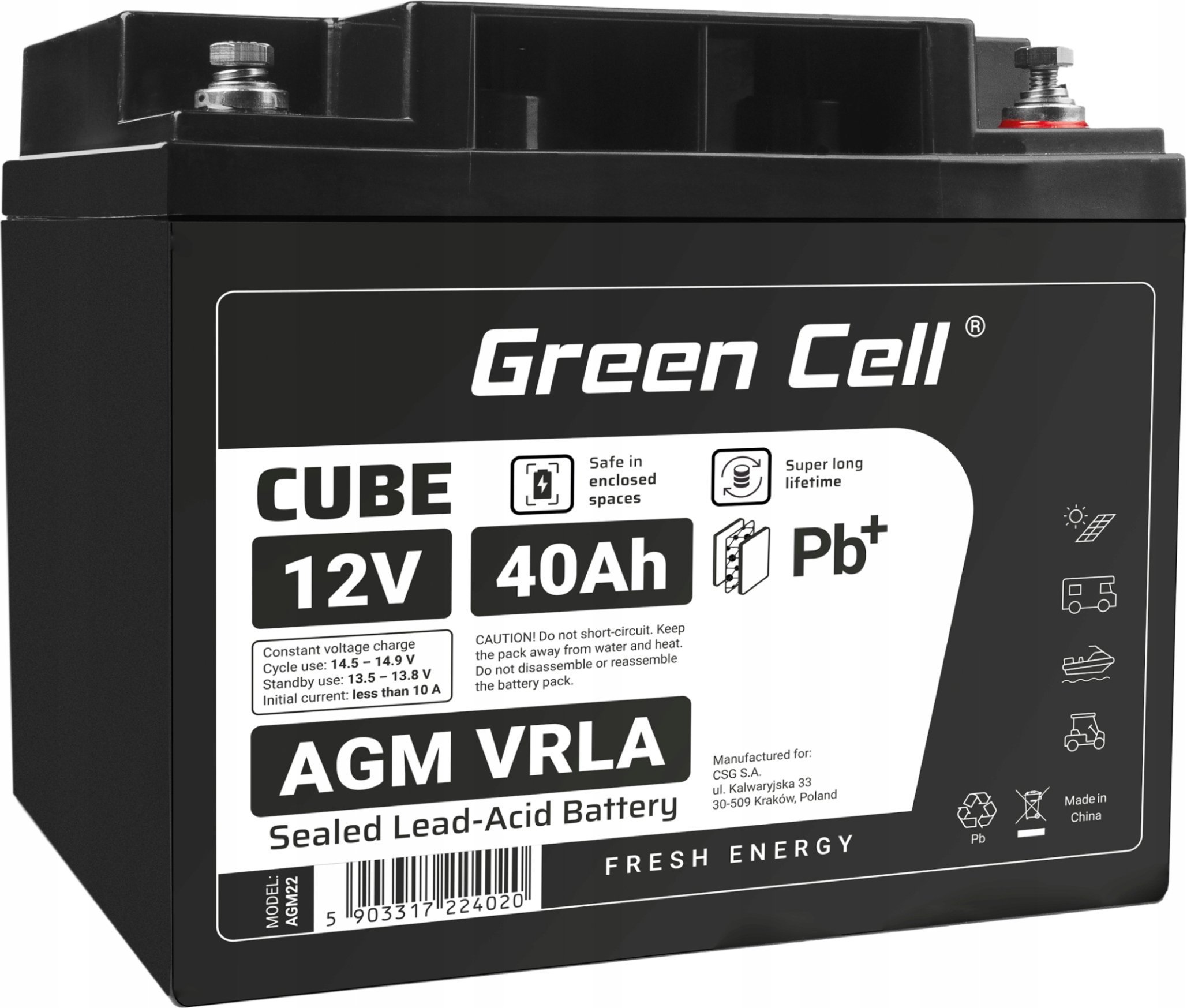 Green Cell Akumulator AGM VRLA 12V