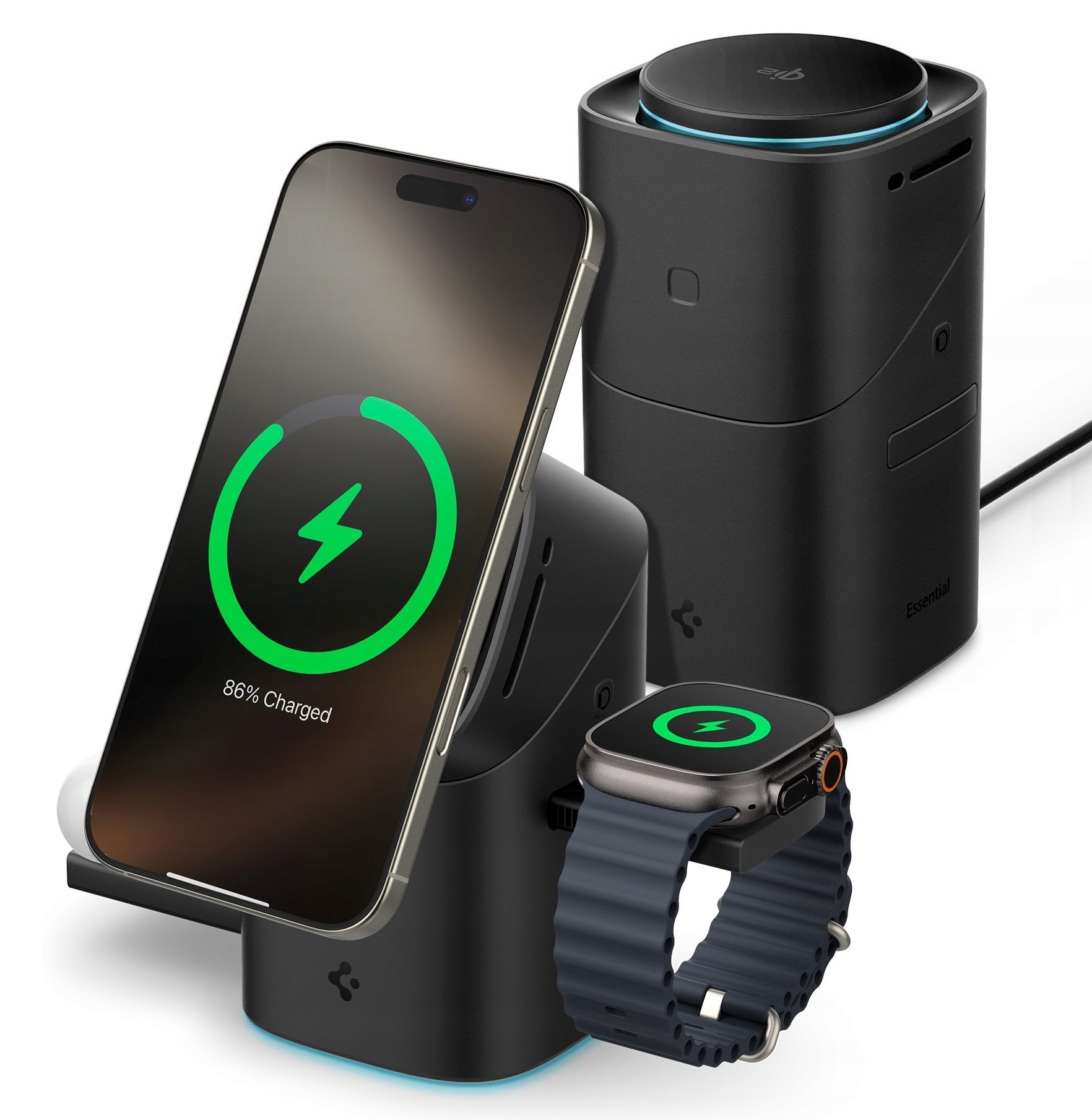 Lādētājs Spigen Essential EF223MS Qi2 rotējošs