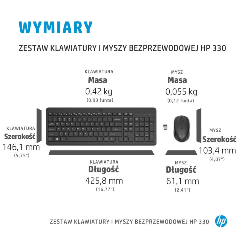HP 330 bezvadu pele un tastatūras