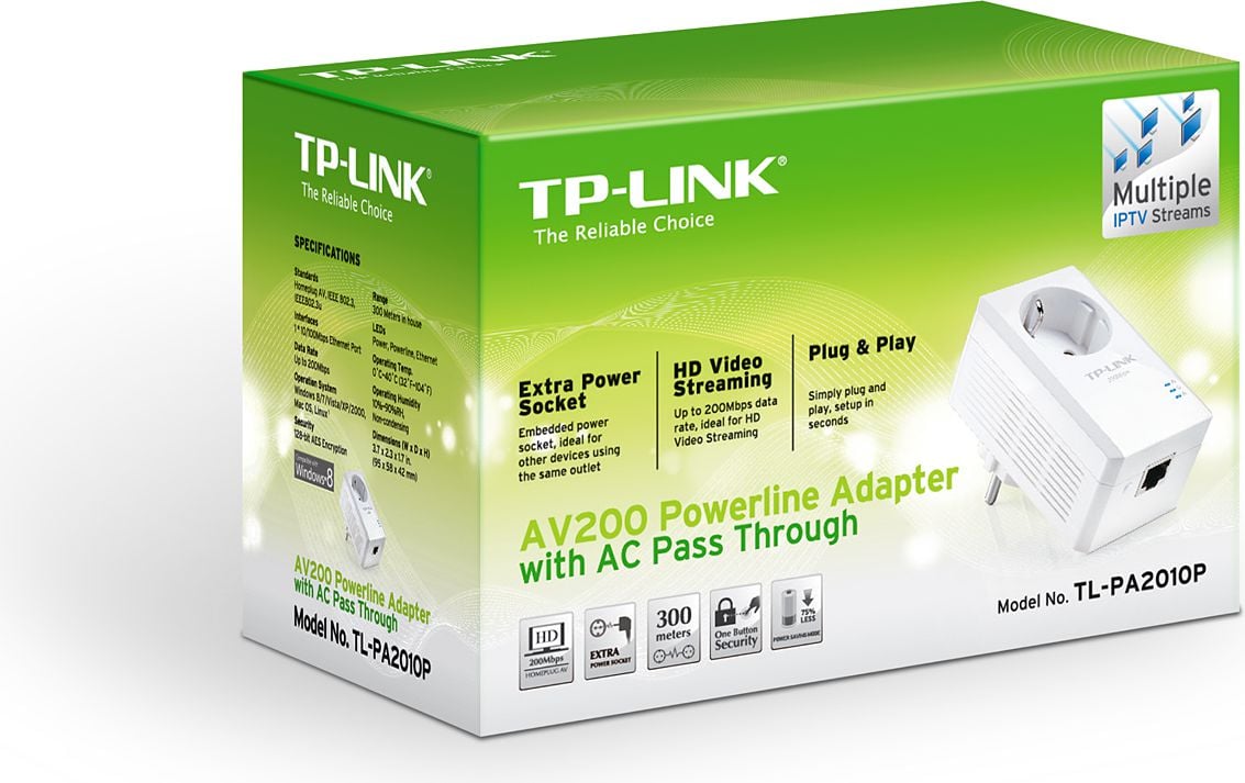 Adapteris TP-Link Power Line 200Mbps 1x10/100