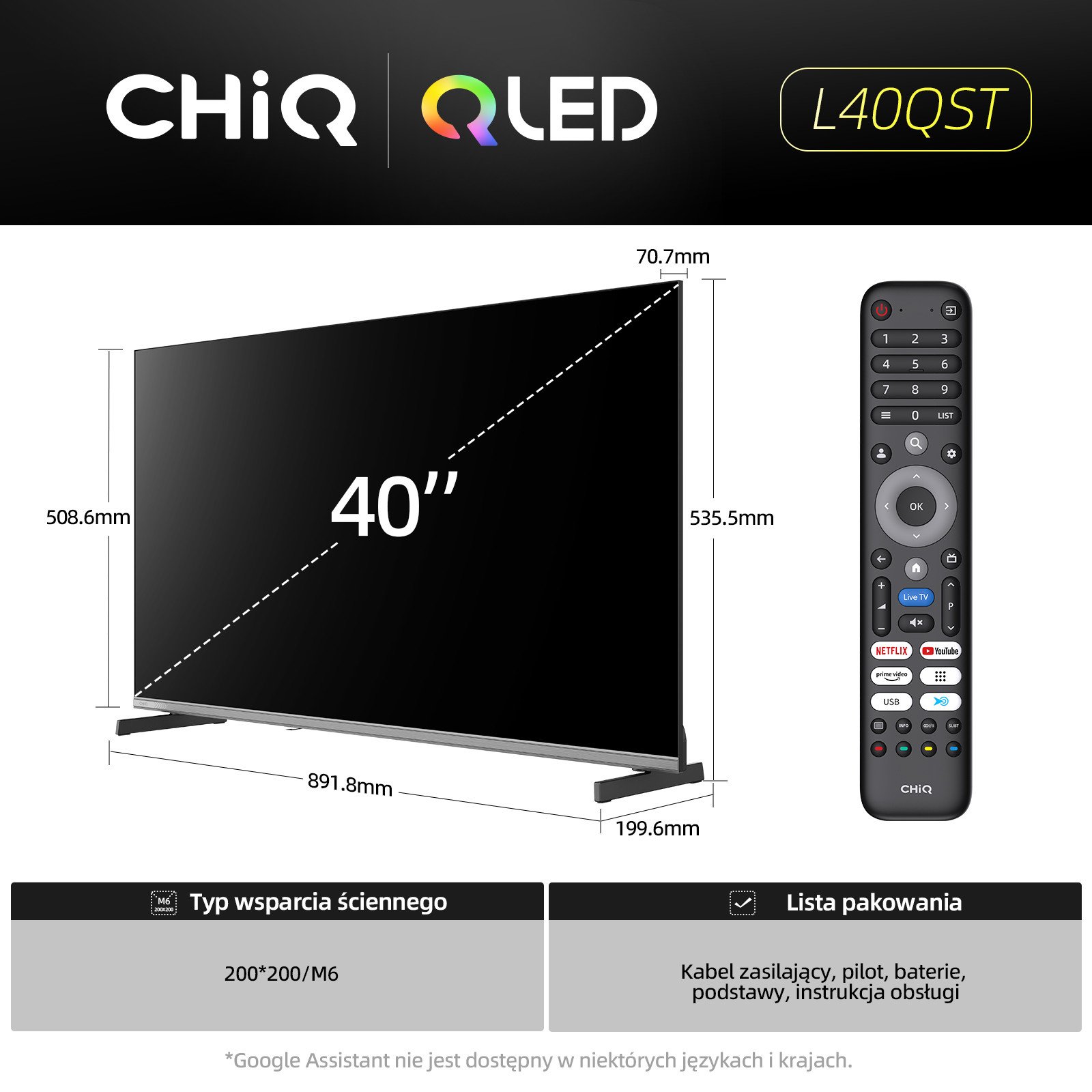 Televizors CHiQ L40QST 40", QLED, Full
