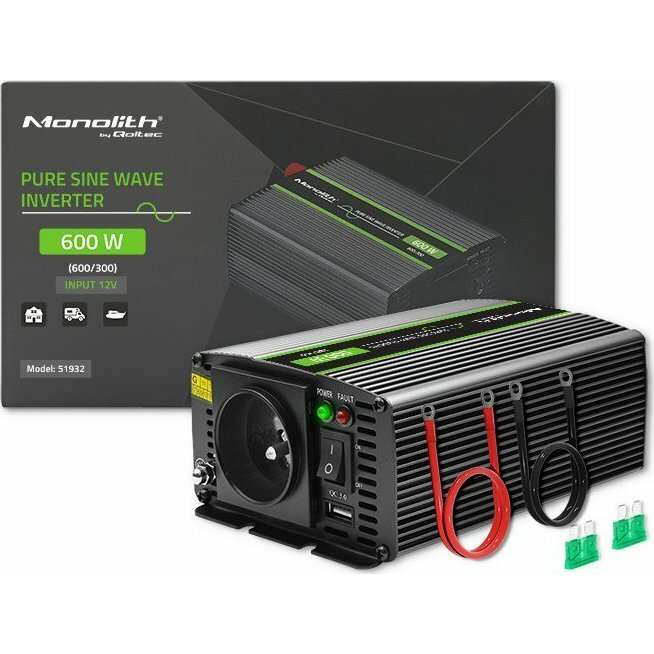 Qoltec Sprieguma pārveidotājs Monolith | 300W
