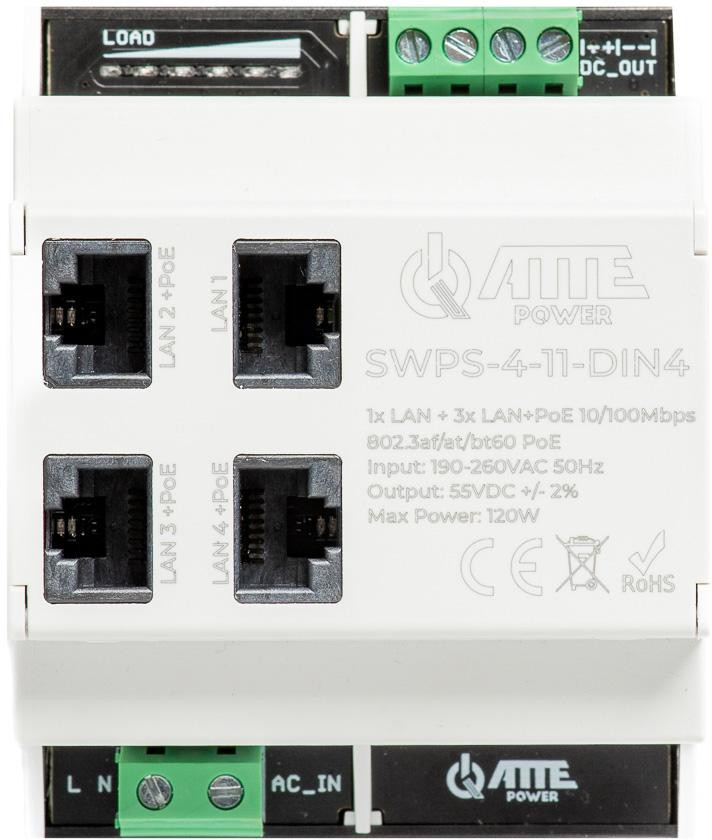 Switch POE SWPS-4-11-DIN4 4 portu ATTE