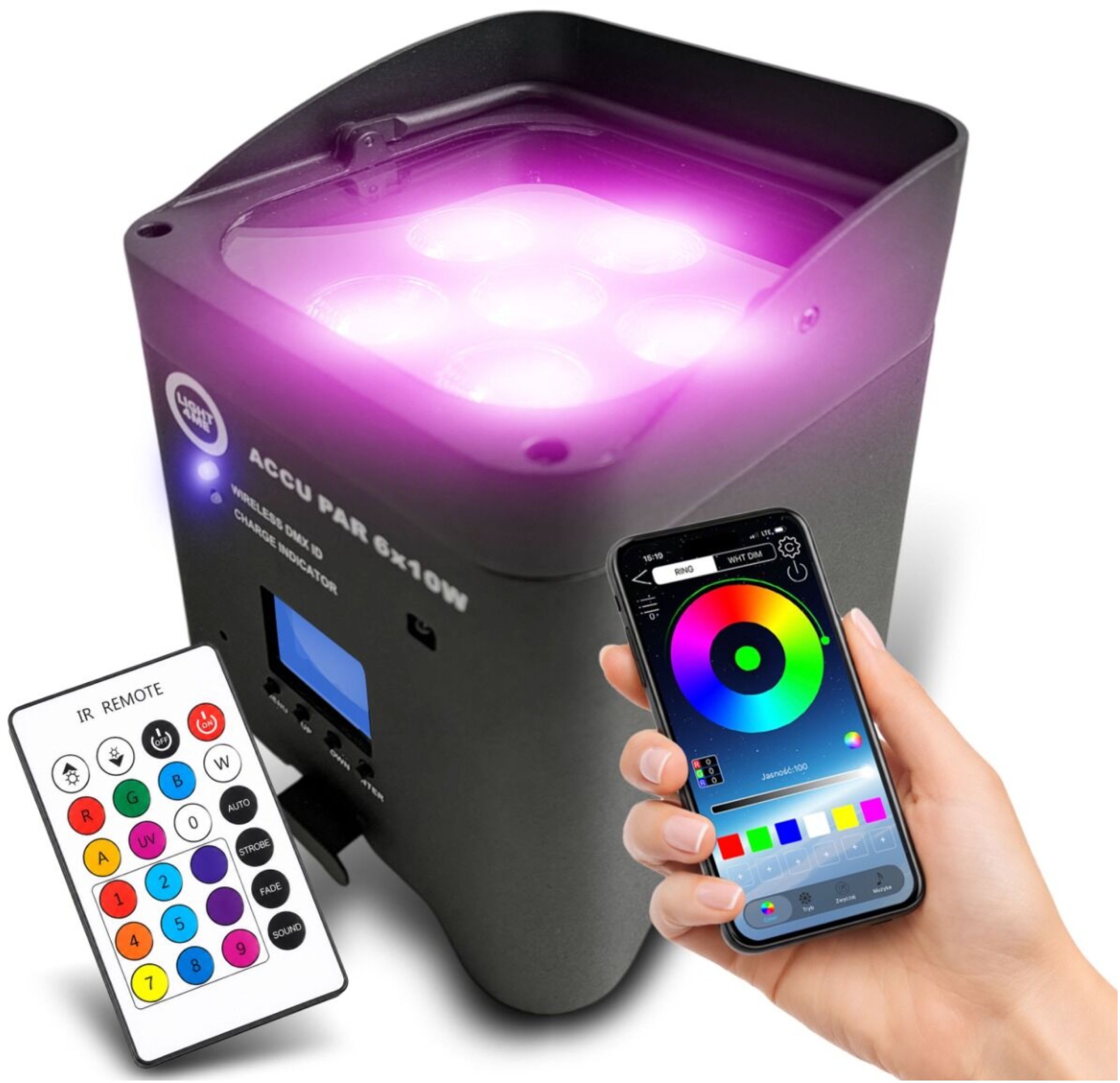 Akumulatora LED prožektors LIGHT4ME DMX W-DMX