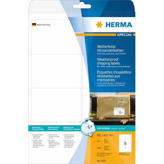 HERMA Adreses uzlīmes A4 white 99