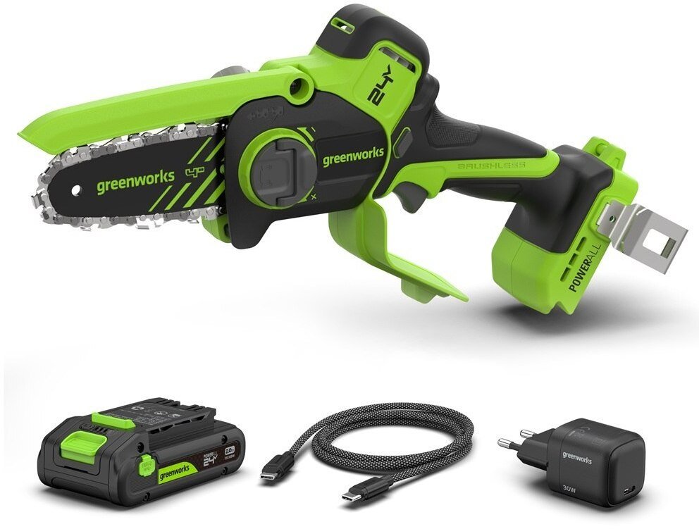 Ķēdes zāģis Greenworks 24V miniatūrs ķēdes