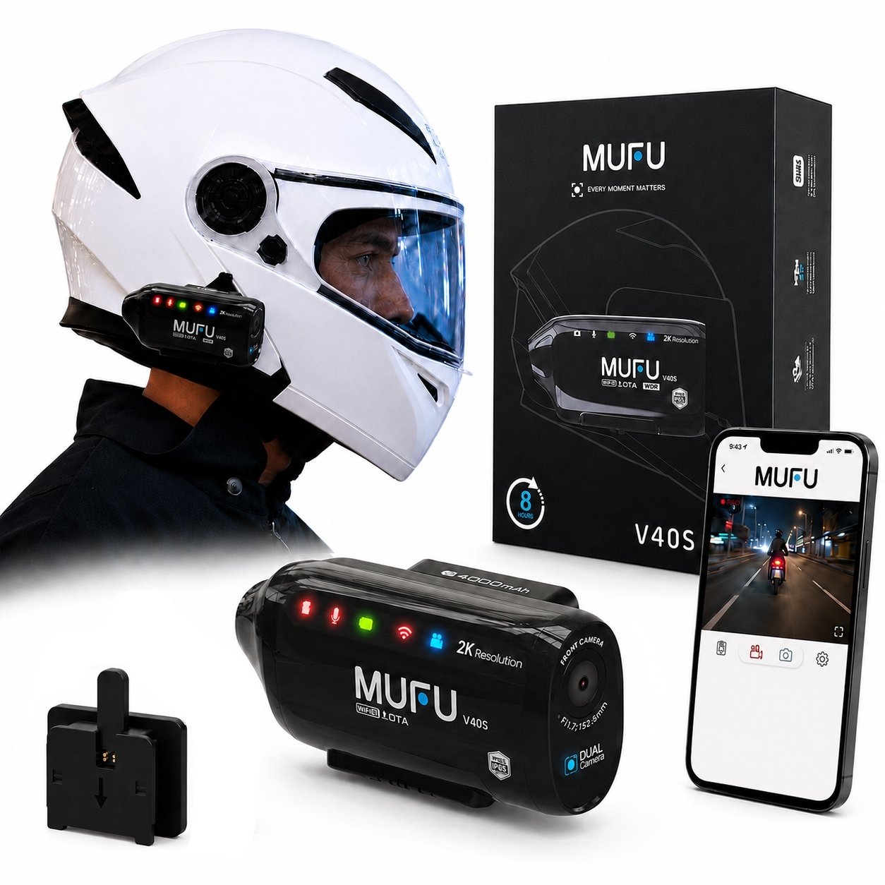 Motocikla video reģistrators MUFU V40S (2k)
