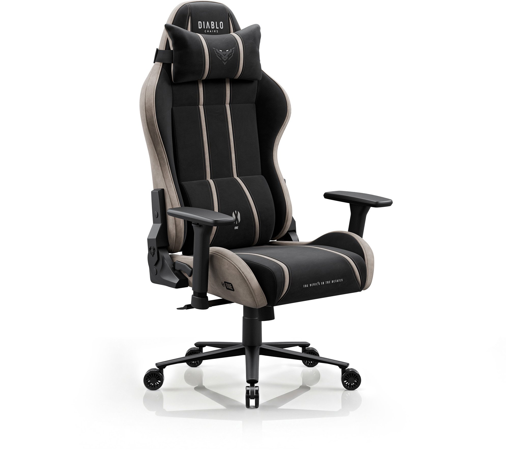 Spēļu krēsls Diablo Chairs auduma melni-bēšs