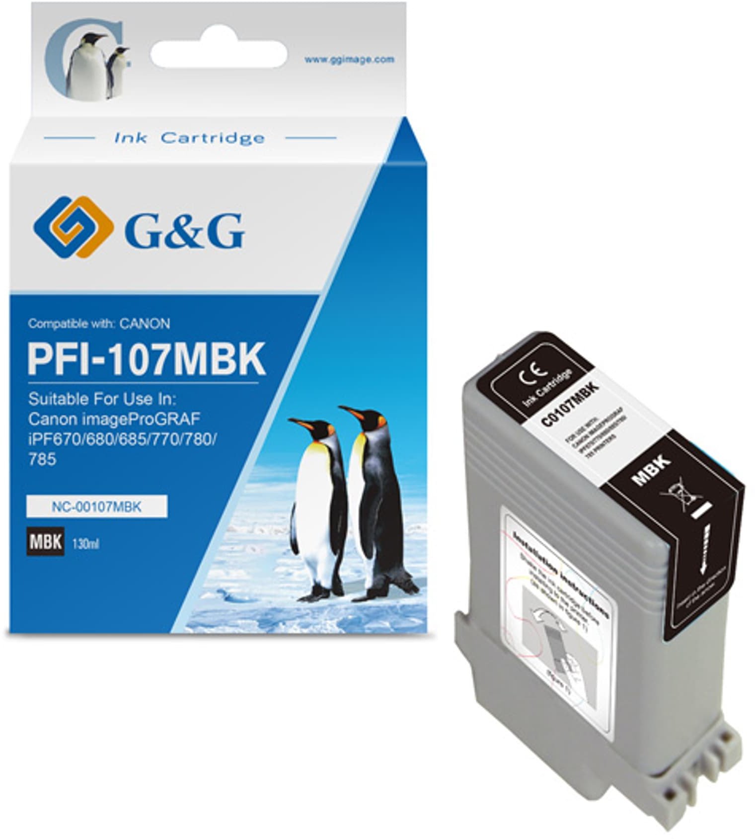 G&G Tintes komplekts ar Canon PFI-107MBK/