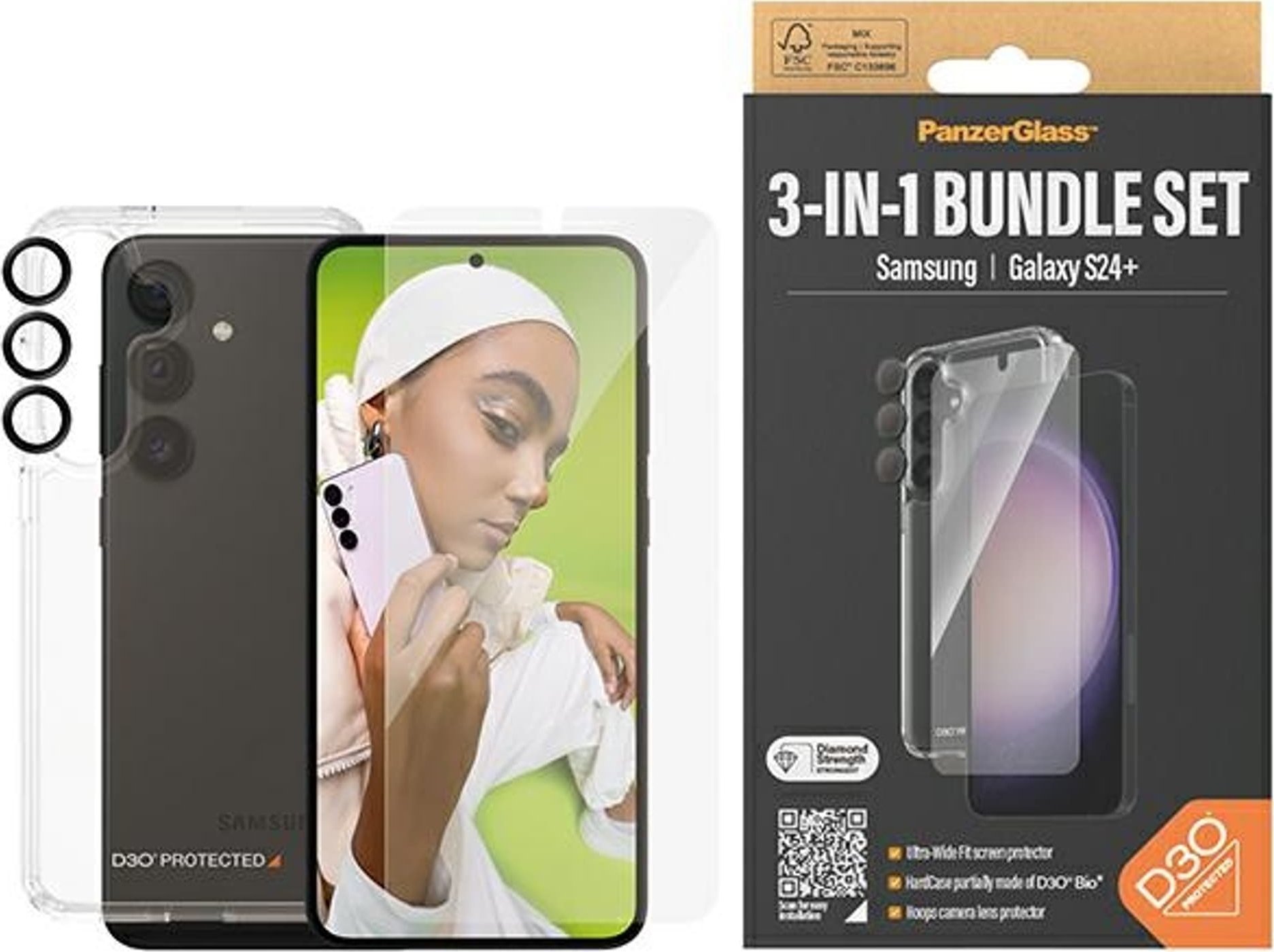 PanzerGlass komplekts Galaxy S24+ (Aizsargvāciņš+Stikls+Lēca) |