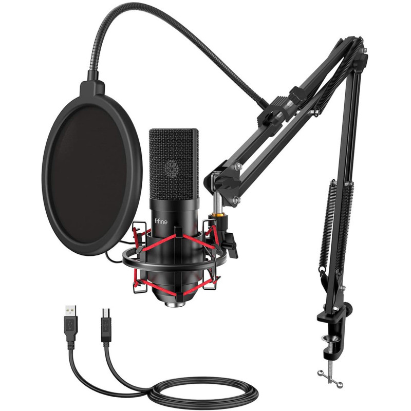Fifine Microphone Kondensatora mikrofons ar statīvu