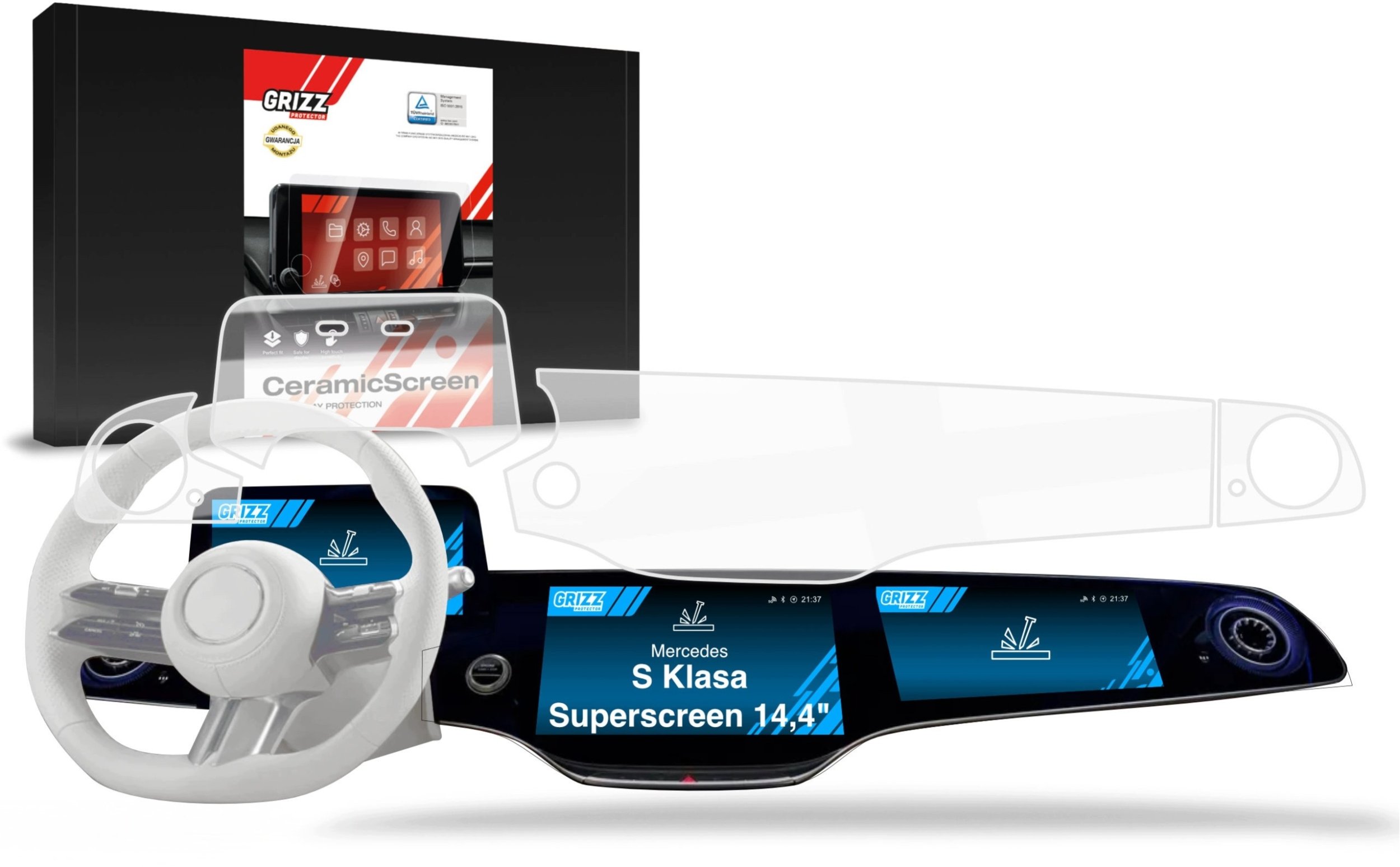 Aizsargplēns GrizzGlass keramiskā CarDisplay aizsardzība Mercedes