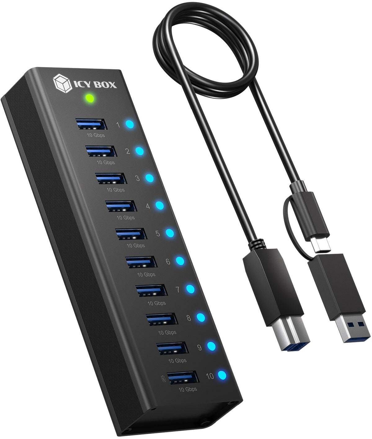 USB centrmezgls Icy Box 10 portu