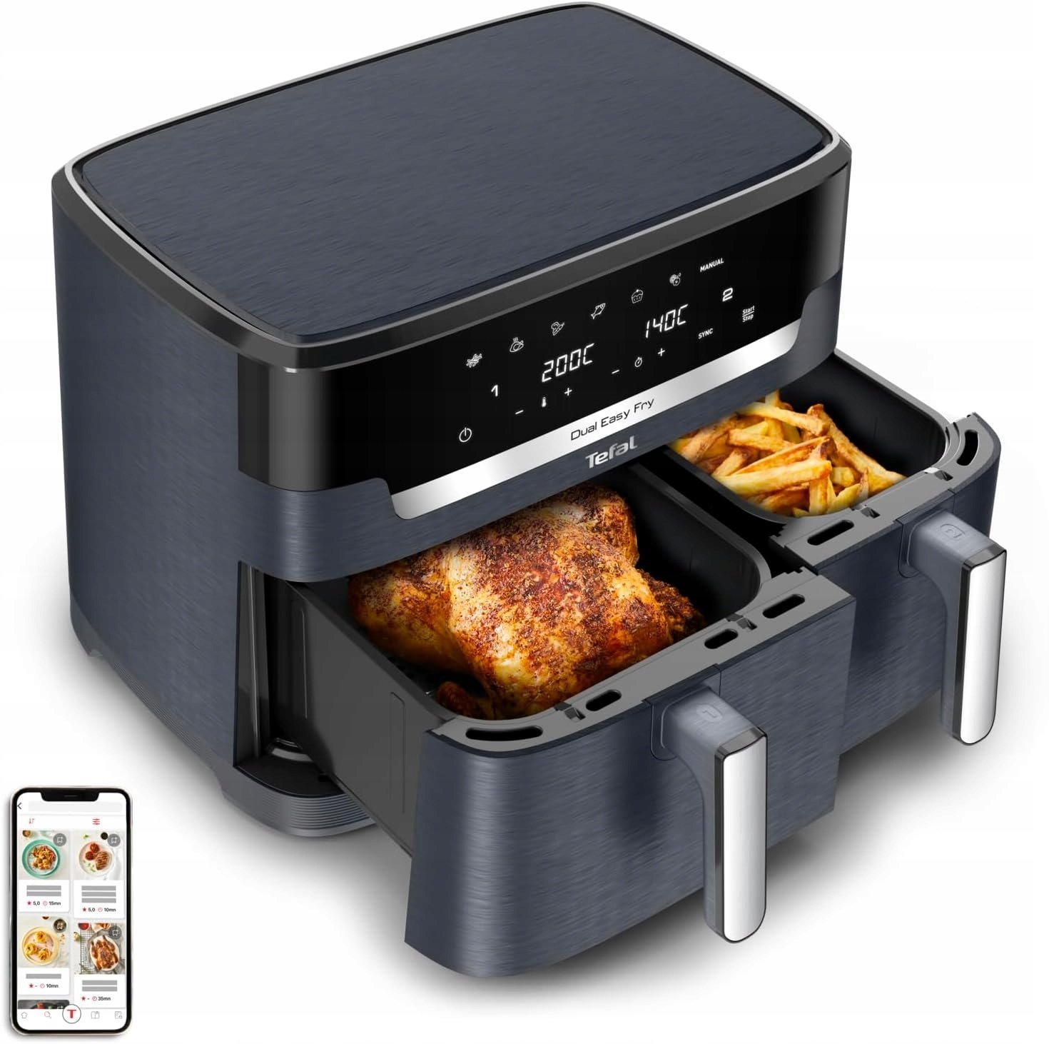 Beztaukuma cepeškrāsns Tefal Dual Easy Fry
