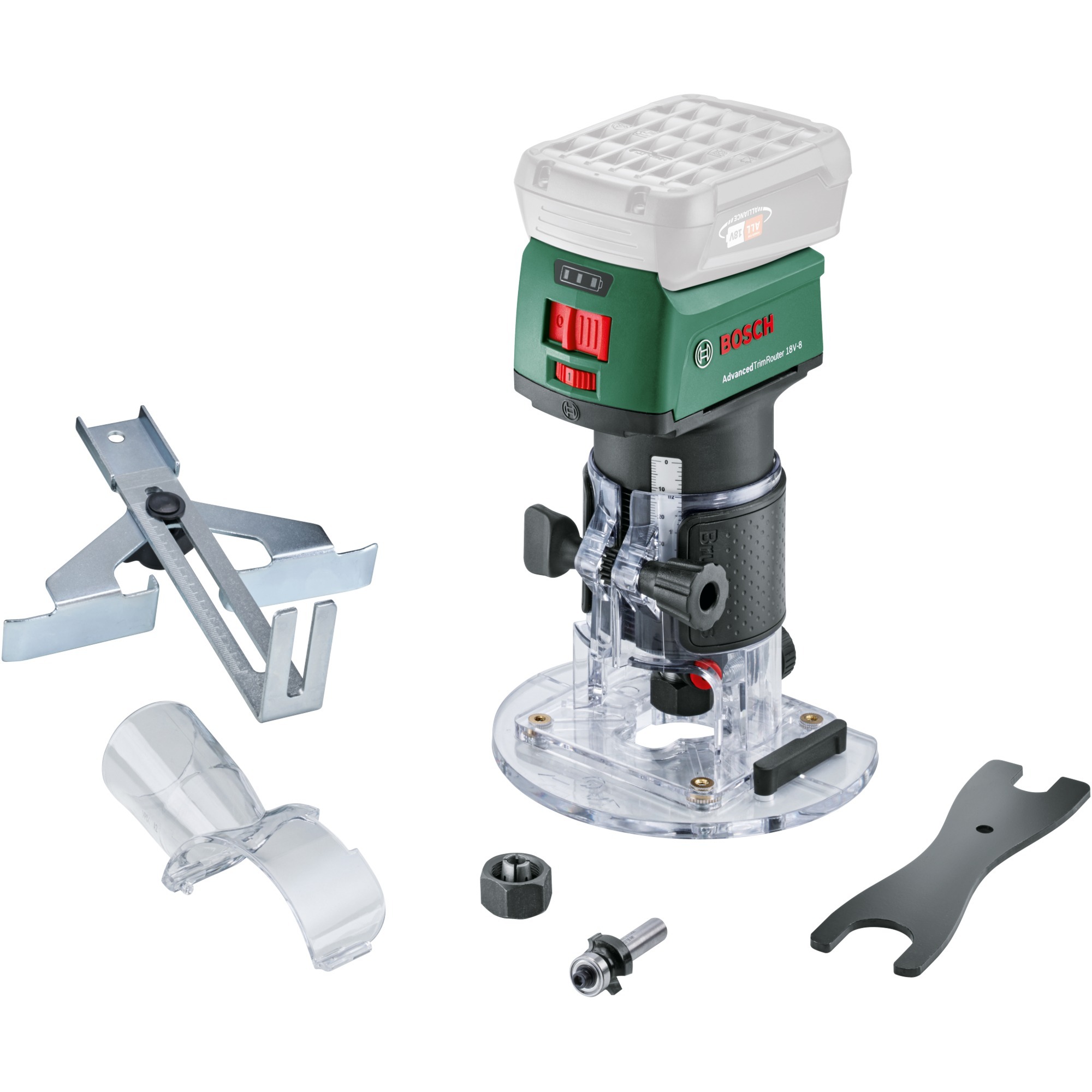 Bosch Powertools Akku-Oberfräse AdvancedTrimRouter 18V-8 (grün/Black
