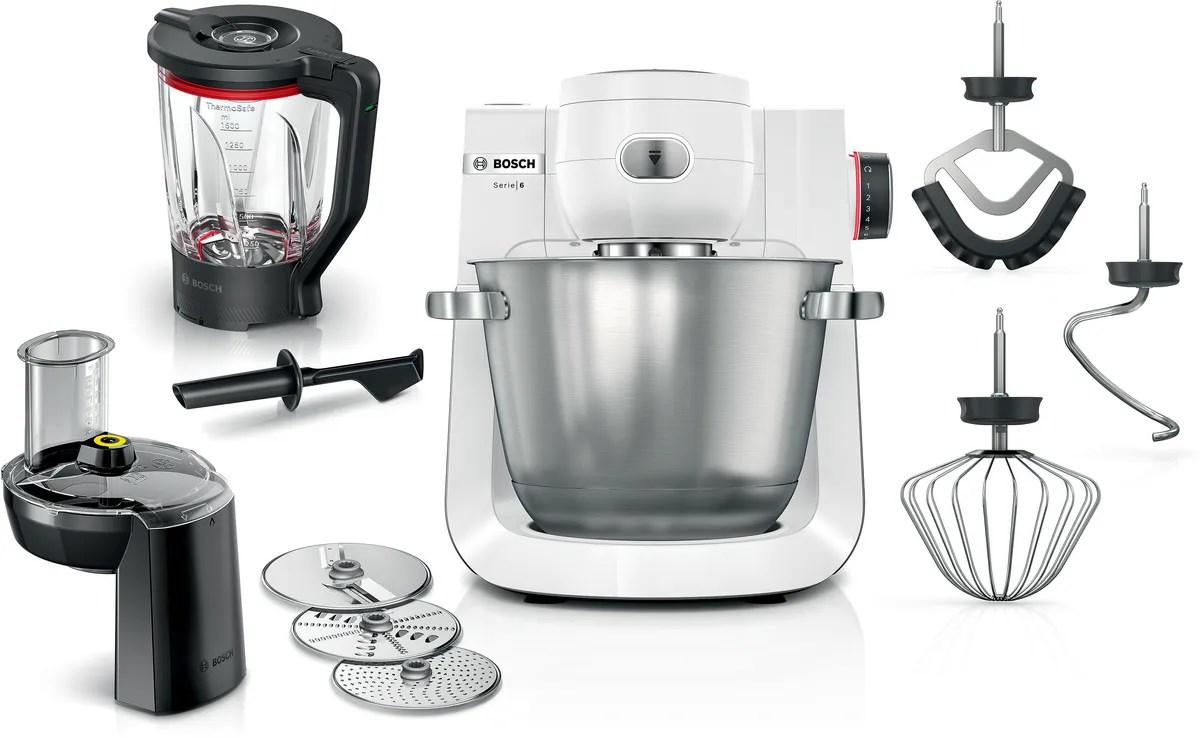 Bosch MUM6EW22 Küchenmaschine (weiß/edelstahl, 1.600