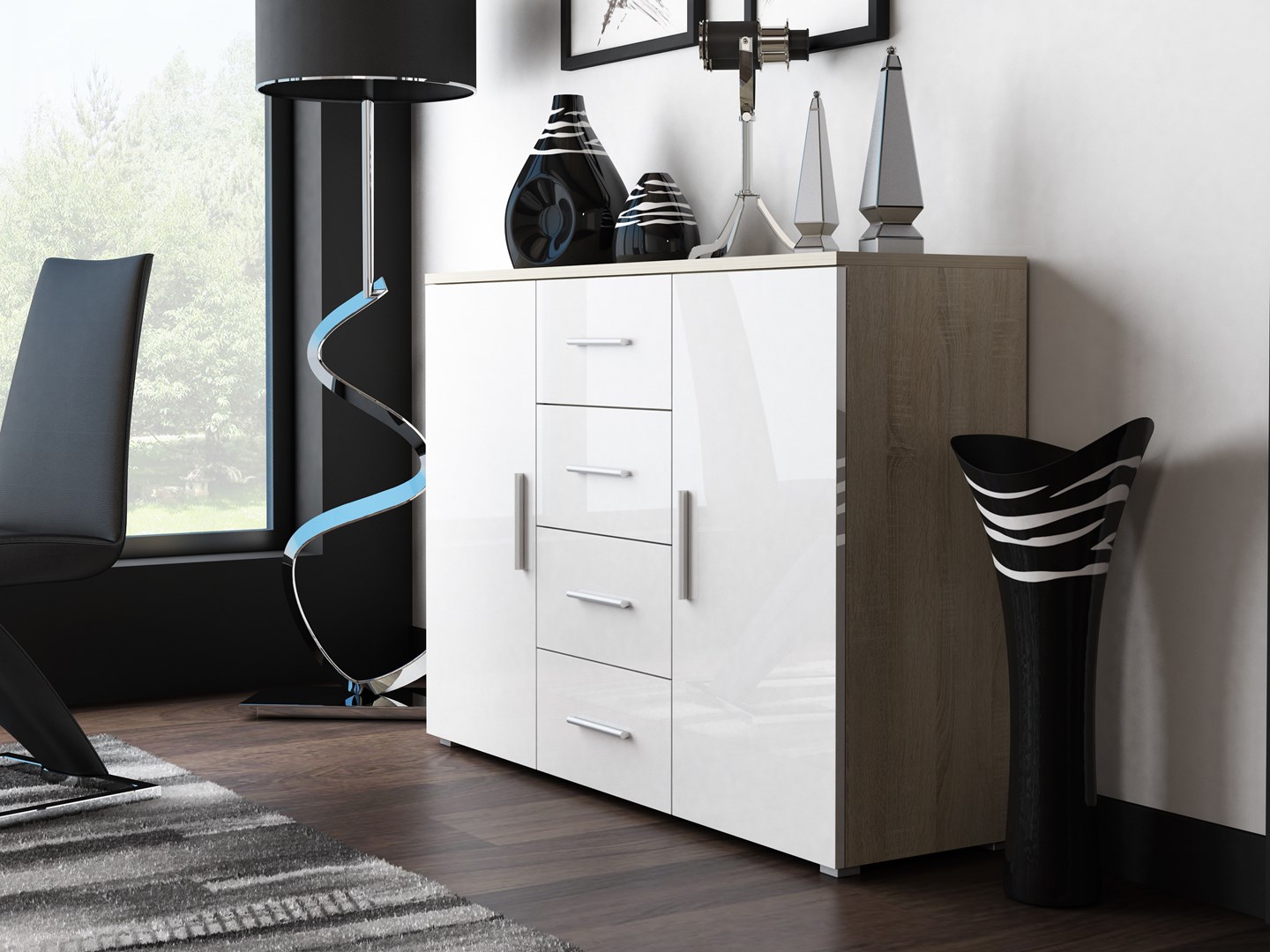 Cama Meble Sienas skapītis dzīvojamai istabai