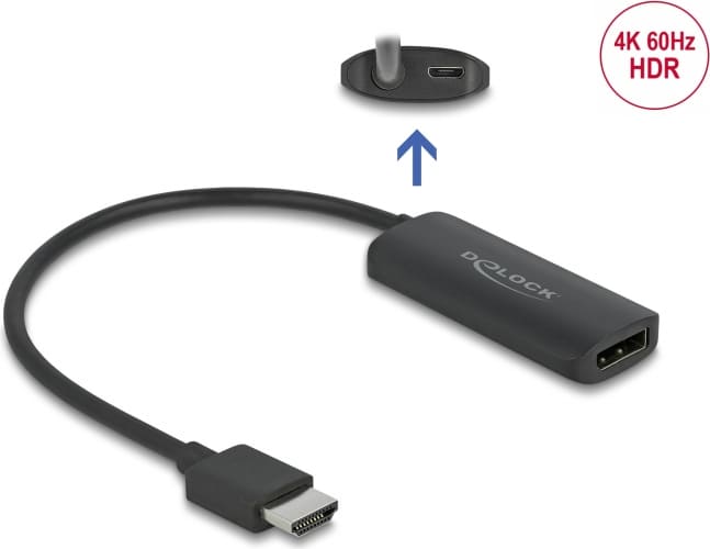Adapteris AV Delock ADAPTER HDMI(M)->DISPLAYPORT(F)+USB barošana