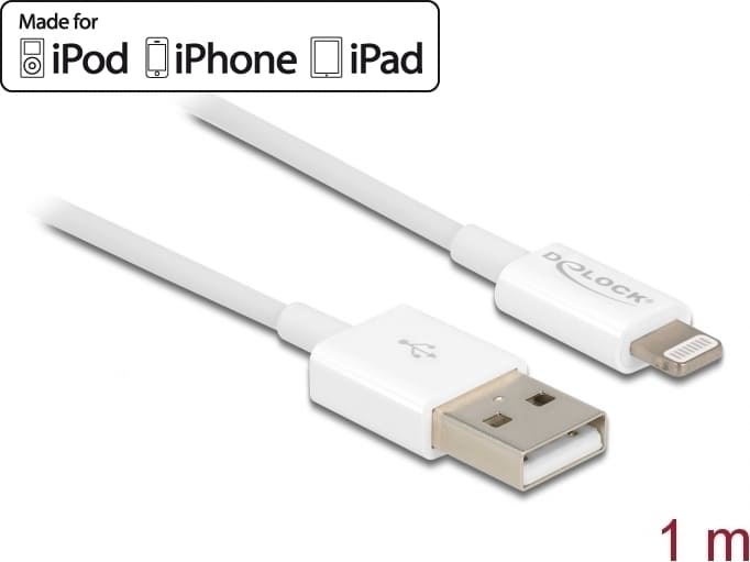 DELOCK USB datu/lādēšanas kabelis iPhone/iPad/iPod 1m