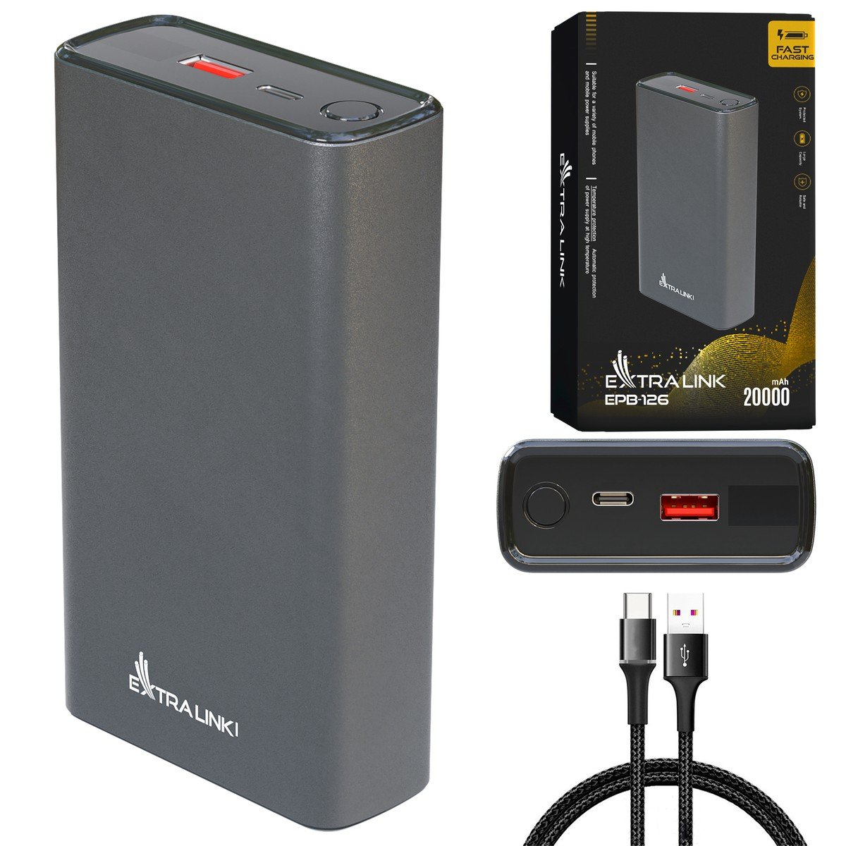 Extralink EPB-126 Power Bank 20000mAh Silver
