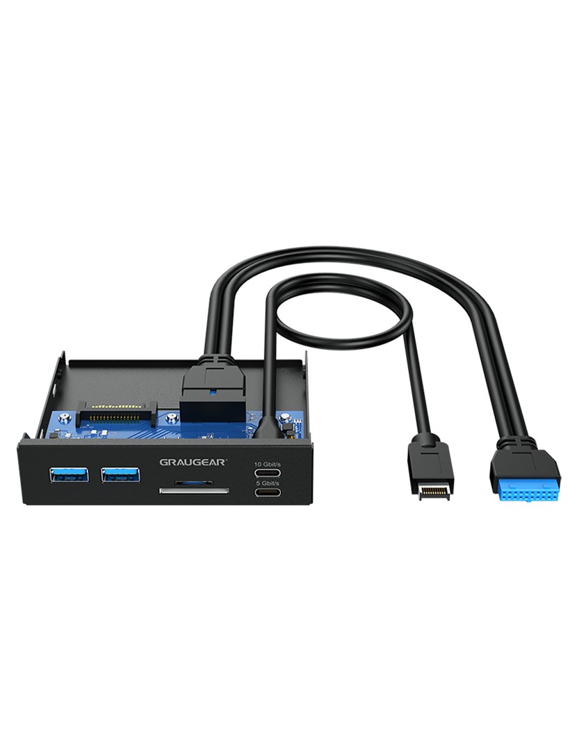 GRAUGEAR USB-HUB+Kartenleser Multi Front Panel, Type-C