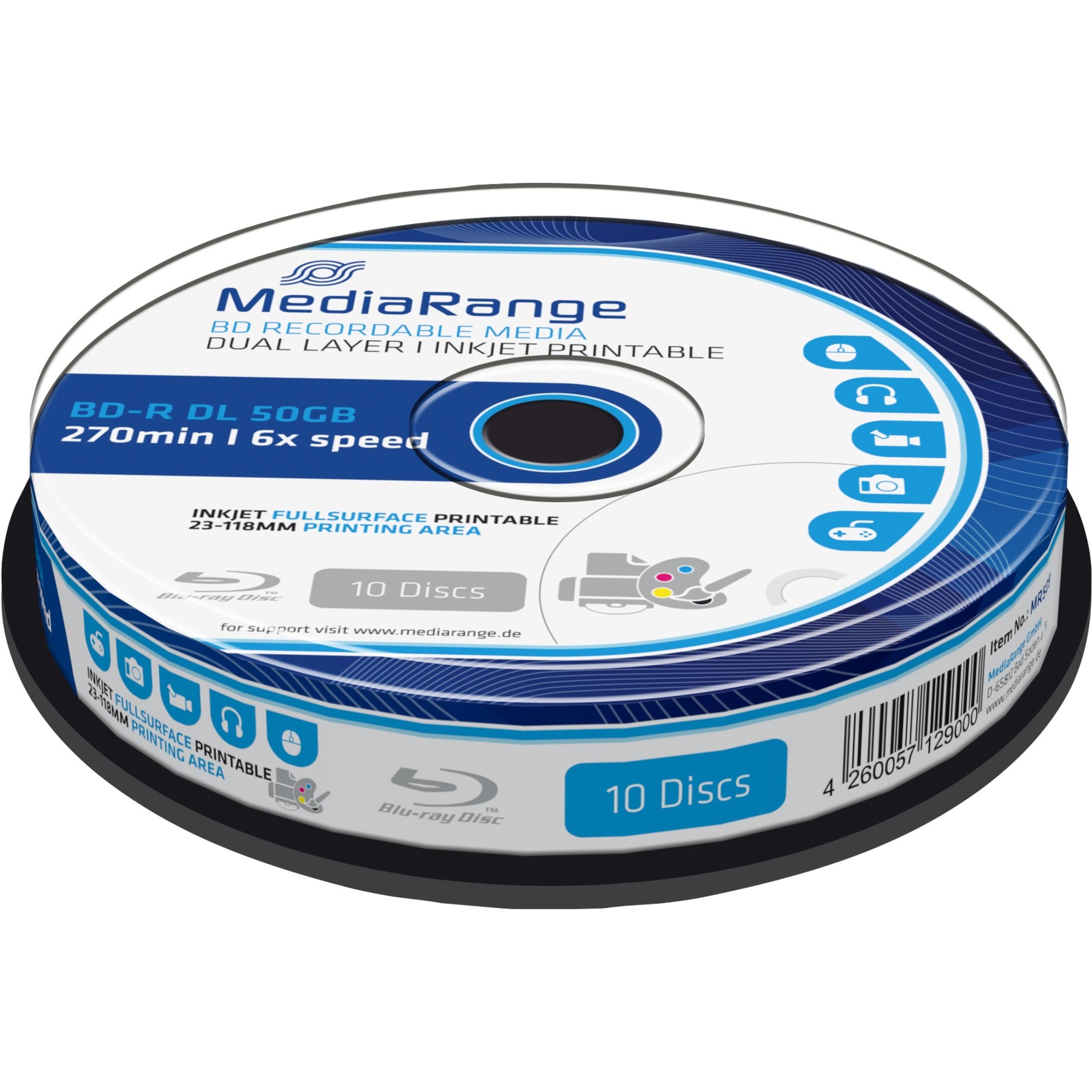 MediaRange Bluray 50GB 10 gab. BD-R