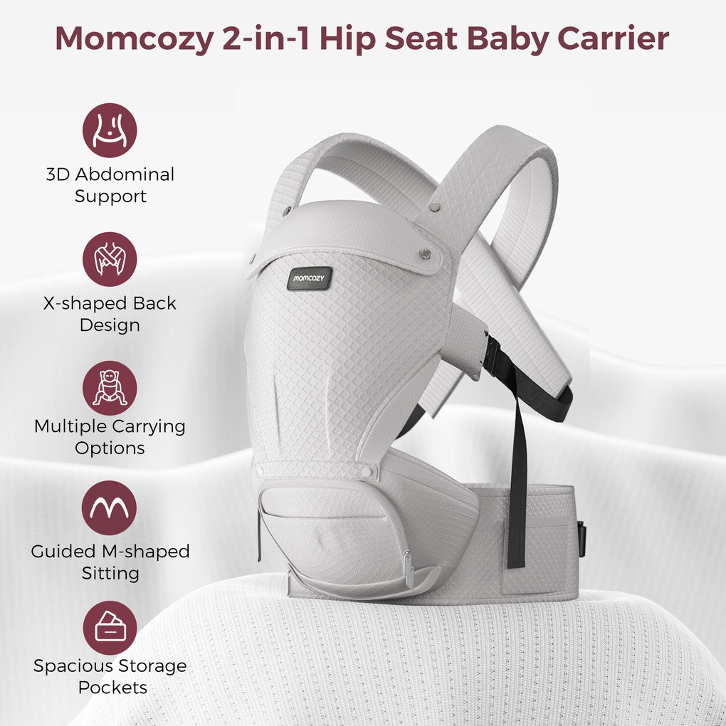 Momcozy bērnu nēsātājs ar gurnu sēdekli