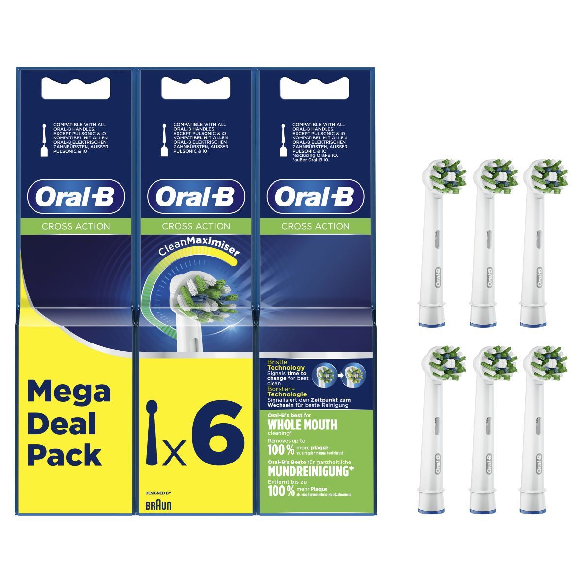 ORAL-B REPLACEMENT TOOTHBRUSH HEADS PRO CROSSACTION