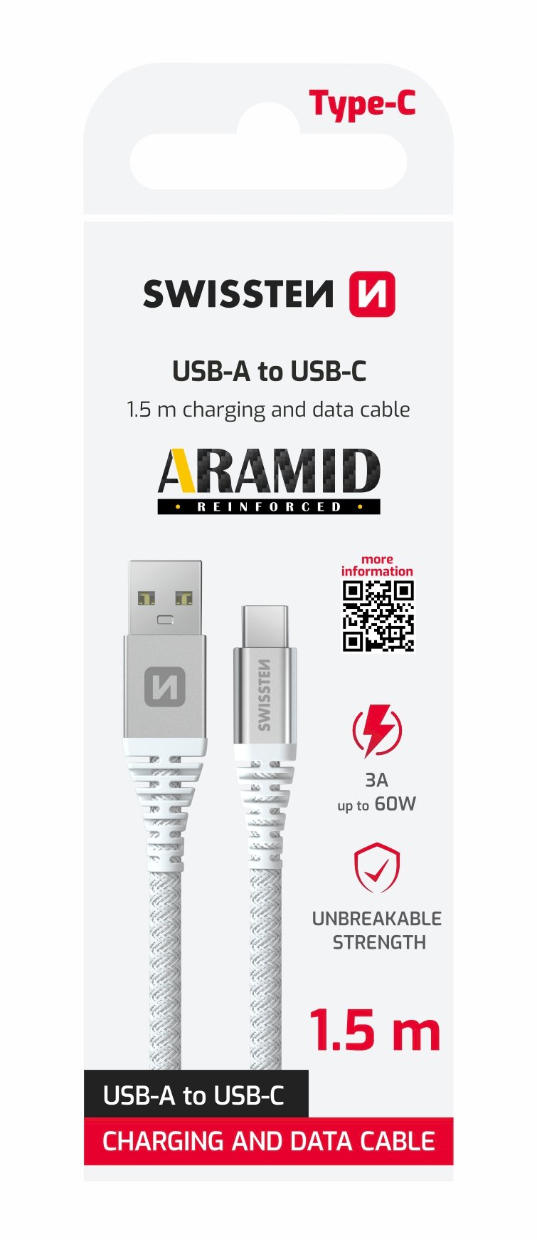 Swissten Kevlar USB - USB-C Datu