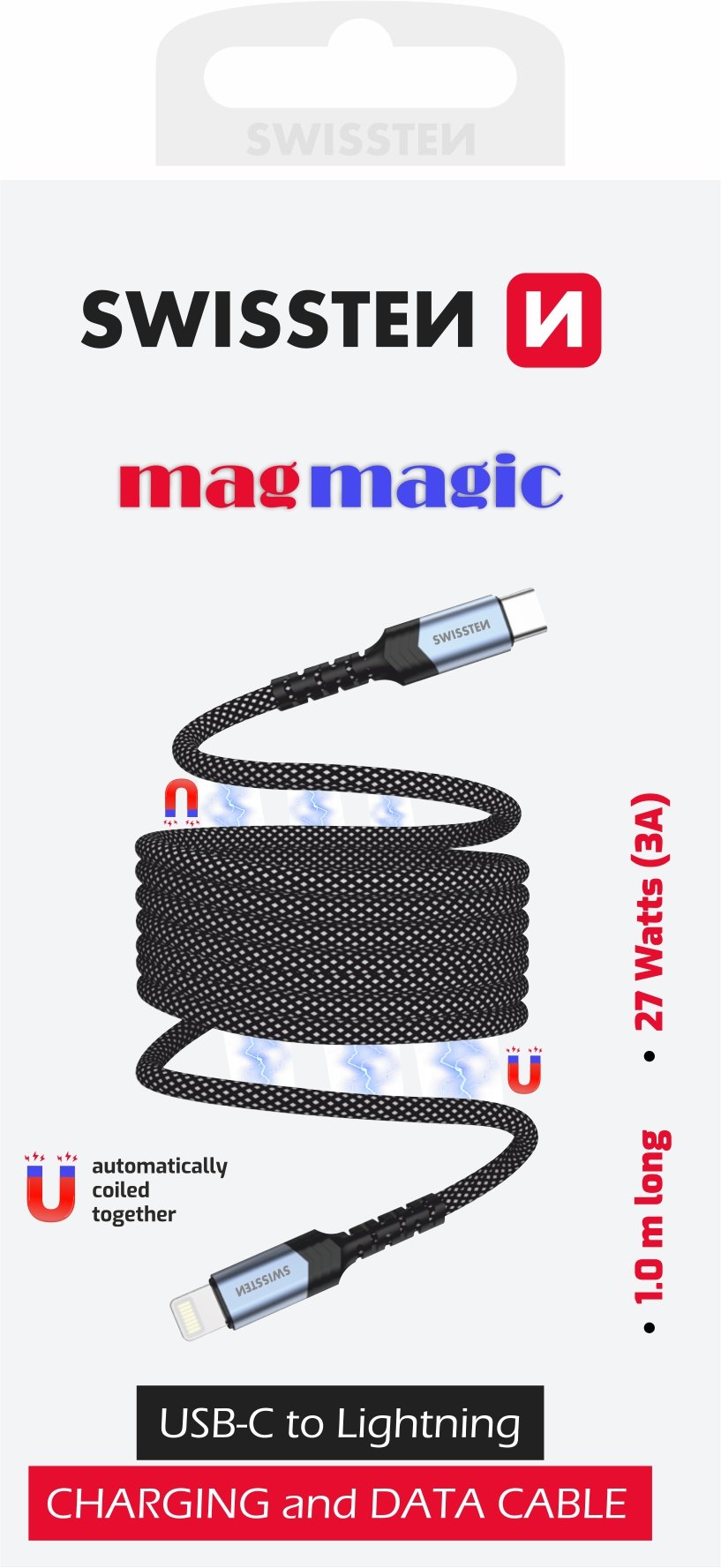 Swissten Magnētiskais Paštinošais USB-C / Lightning