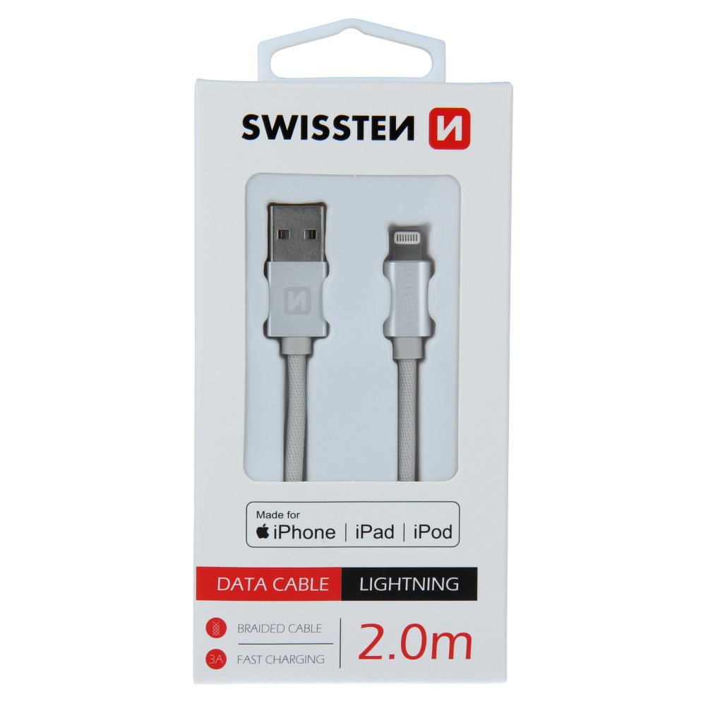 Swissten MFI Textile Fast Charge 3A
