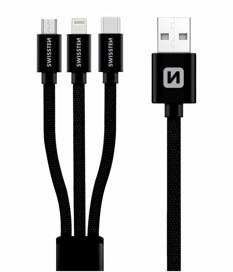 Swissten Textile Universal 3in1 USB-C /